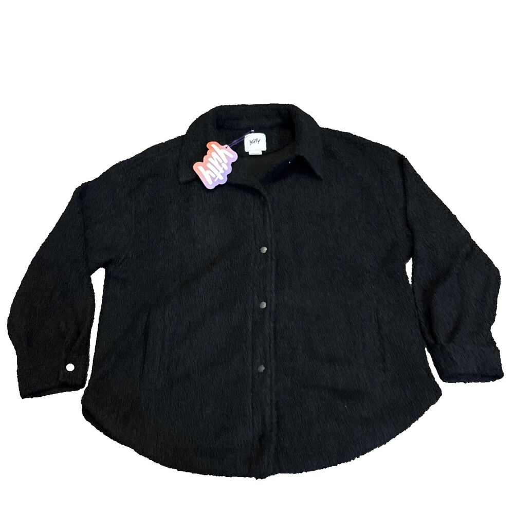 New Yitty  black Large Teddy Shacket Jacket New Button cardigan  $89.95